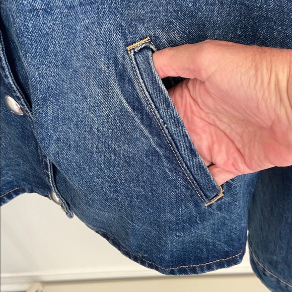 H & M Jean Jacket in Distressed Denim Dropped Armhole Cuffed XXL - Picture 8 of 9